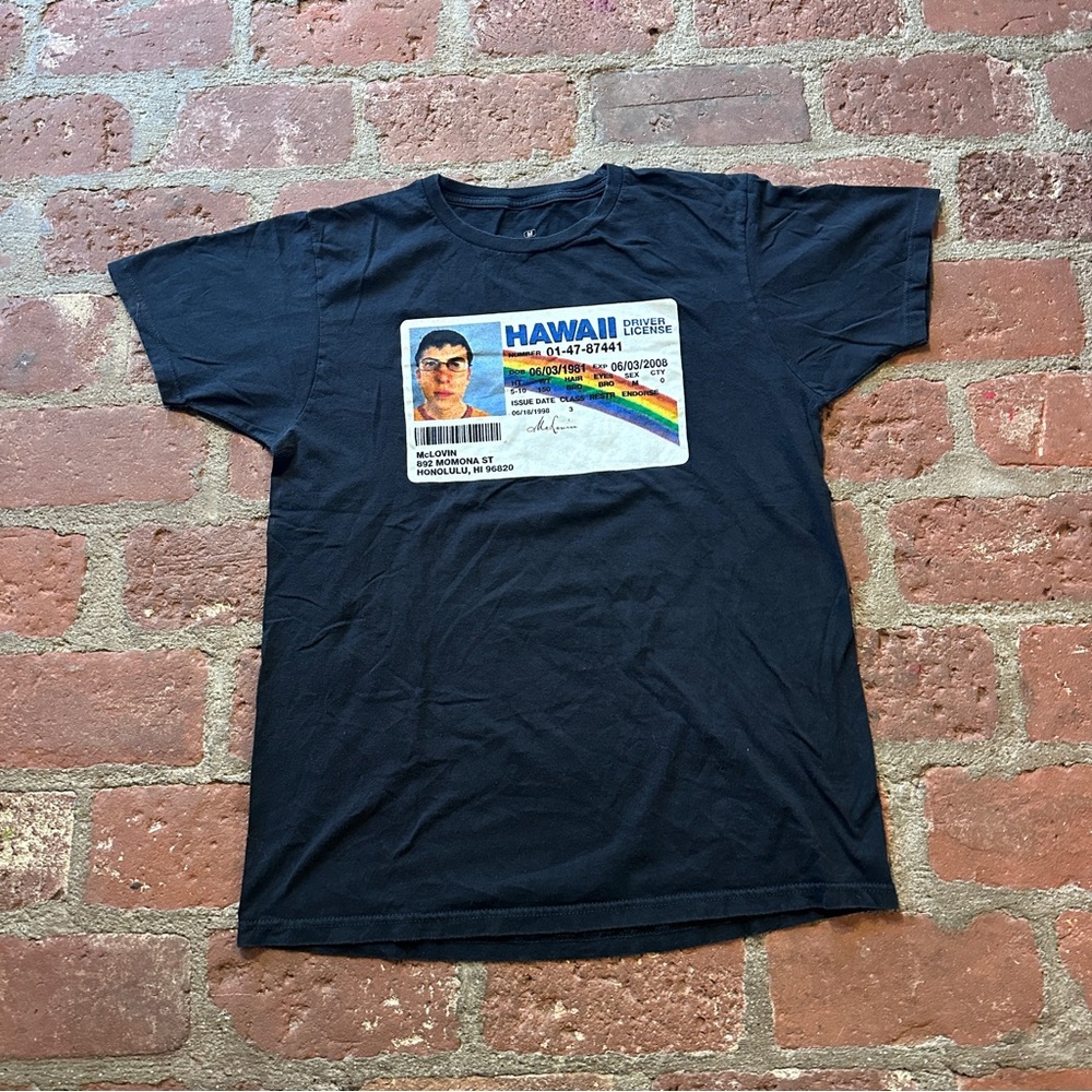 Ripple Junction Black Medium Graphic T-Shirt Superbad McLovin Hawaii ID
